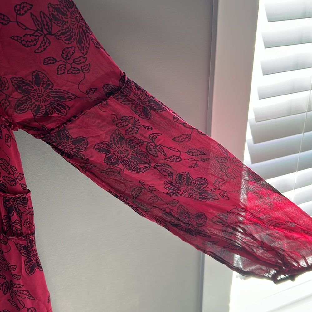 Anthropologie Red Floral Maxi Dress - Picture 3 of 8